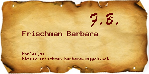 Frischman Barbara névjegykártya